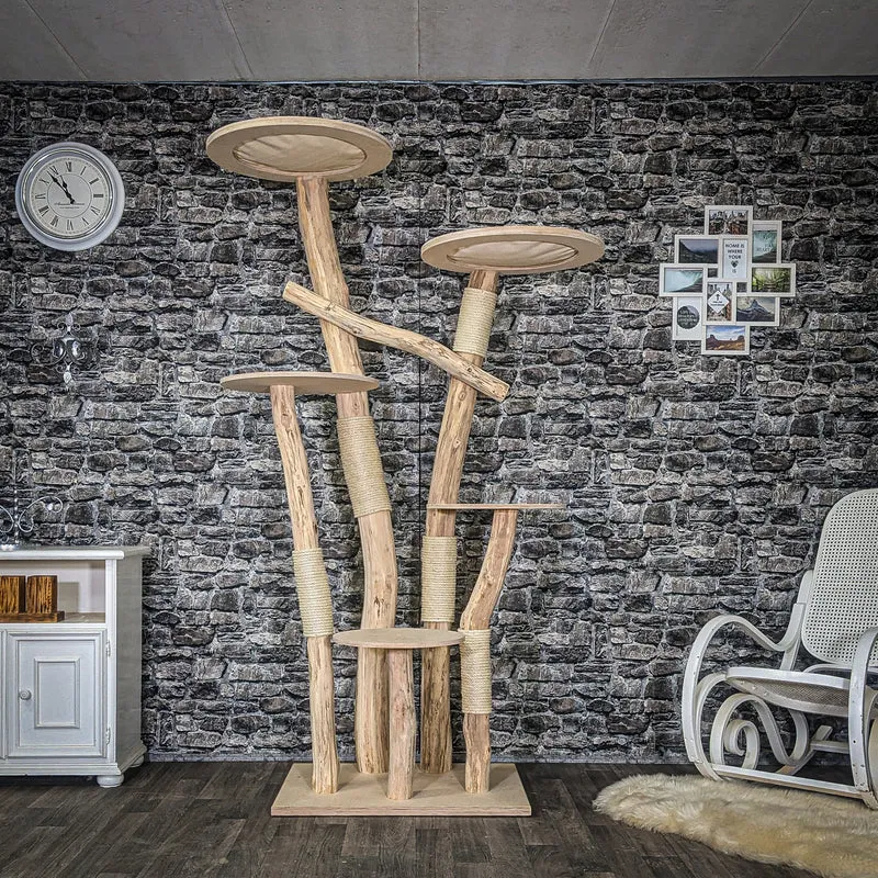 Naturkratzbaum 4065 Kratzbaum Natur Holz Design 205 cm hoch Katzenbaum