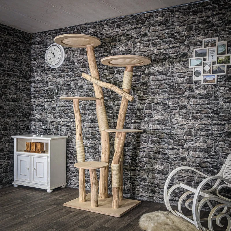 Naturkratzbaum 4065 Kratzbaum Natur Holz Design 205 cm hoch Katzenbaum