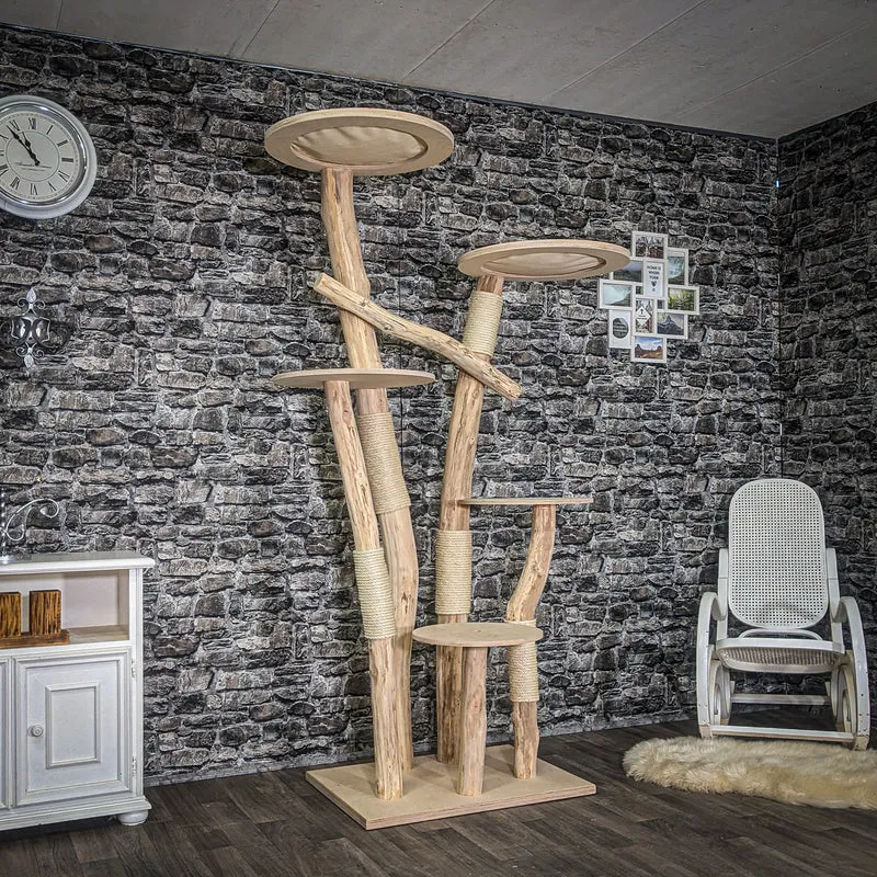 Naturkratzbaum 4065 Kratzbaum Natur Holz Design 205 cm hoch Katzenbaum