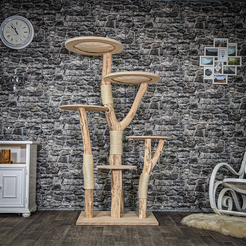 Naturkratzbaum 4064 Kratzbaum Natur Holz Design 175 cm hoch Katzenbaum