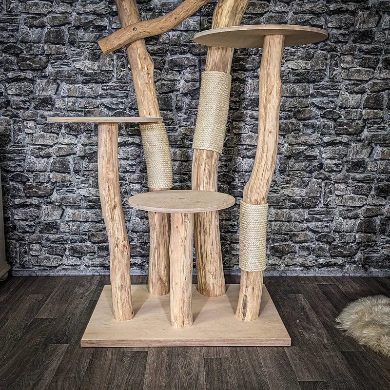 Naturkratzbaum 4063 Kratzbaum Natur Holz Design 176 cm hoch Katzenbaum