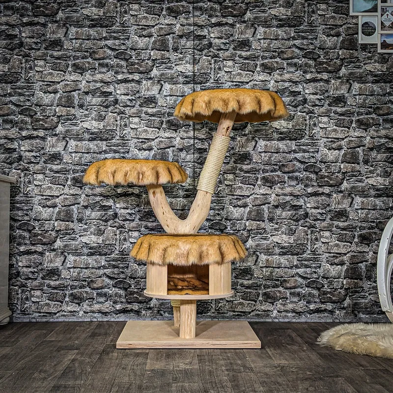 Naturkratzbaum 4062 Kratzbaum Natur Holz Design 115 cm hoch Katzenbaum