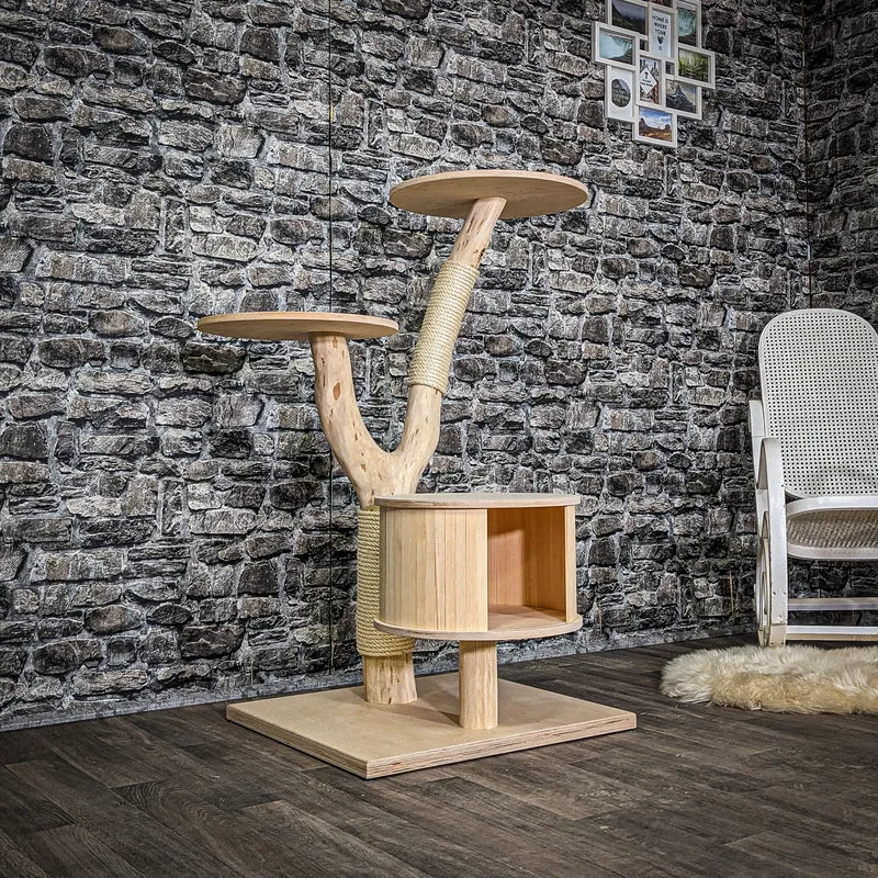 Naturkratzbaum 4062 Kratzbaum Natur Holz Design 115 cm hoch Katzenbaum