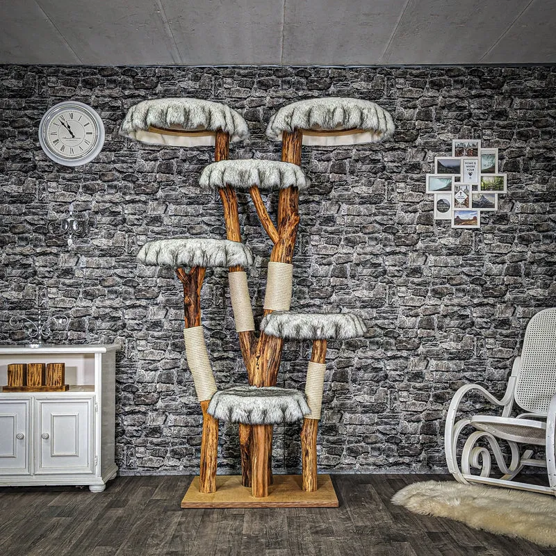 Naturkratzbaum 4061 Kratzbaum Natur Holz Design 205 cm hoch Katzenbaum