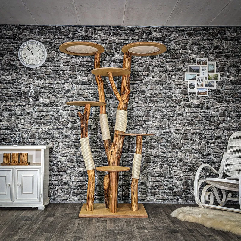 Naturkratzbaum 4061 Kratzbaum Natur Holz Design 205 cm hoch Katzenbaum
