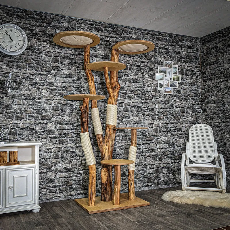 Naturkratzbaum 4061 Kratzbaum Natur Holz Design 205 cm hoch Katzenbaum