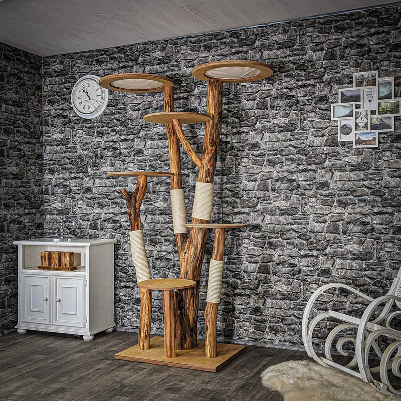 Naturkratzbaum 4061 Kratzbaum Natur Holz Design 205 cm hoch Katzenbaum