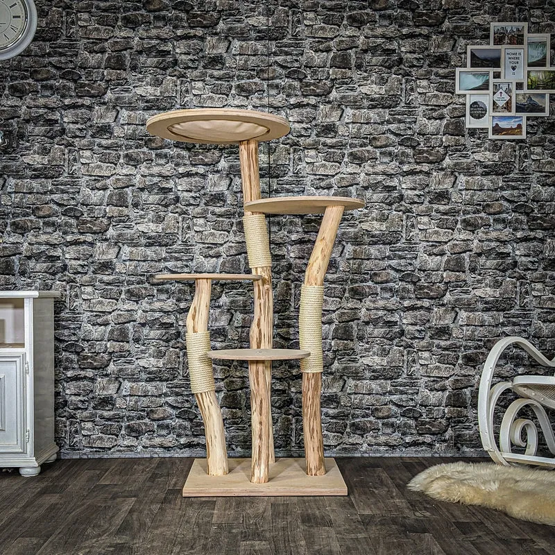 Naturkratzbaum 4060 Kratzbaum Natur Holz Design 145 cm hoch Katzenbaum