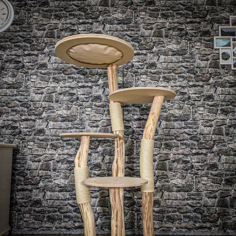 Naturkratzbaum 4060 Kratzbaum Natur Holz Design 145 cm hoch Katzenbaum