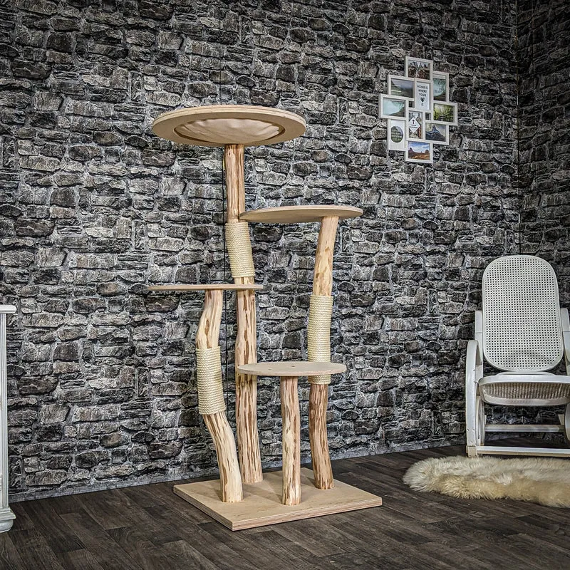 Naturkratzbaum 4060 Kratzbaum Natur Holz Design 145 cm hoch Katzenbaum
