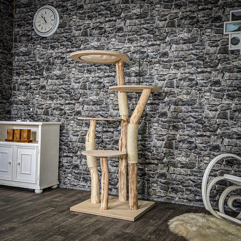 Naturkratzbaum 4060 Kratzbaum Natur Holz Design 145 cm hoch Katzenbaum
