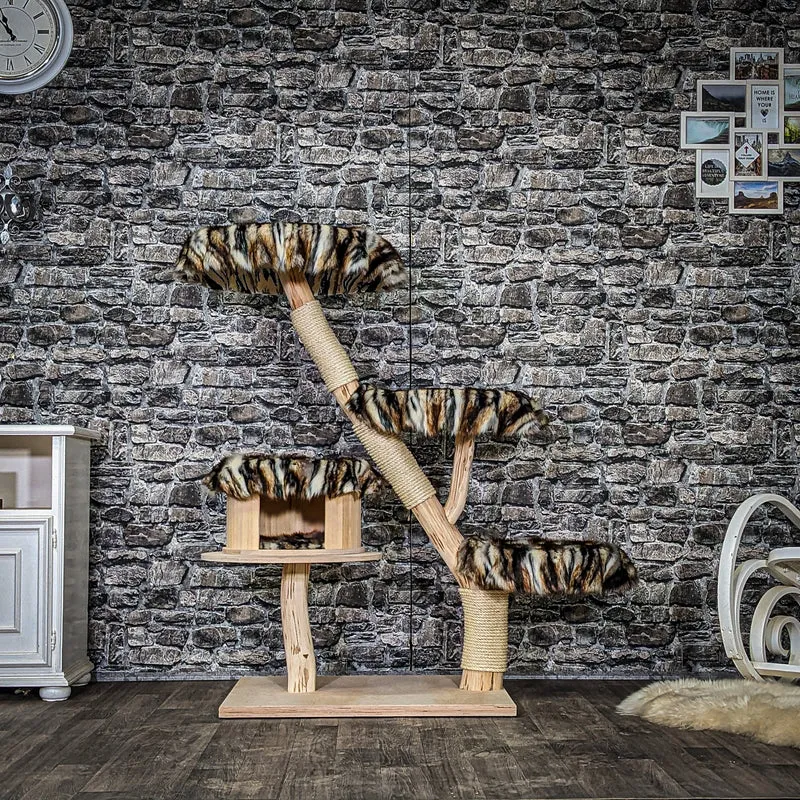 Naturkratzbaum 4059 Kratzbaum Natur Holz Design 130 cm hoch Katzenbaum