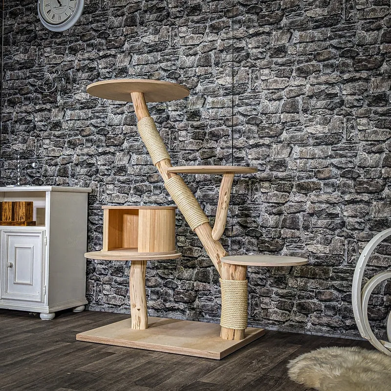 Naturkratzbaum 4059 Kratzbaum Natur Holz Design 130 cm hoch Katzenbaum