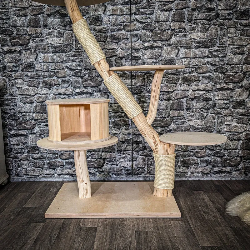 Naturkratzbaum 4059 Kratzbaum Natur Holz Design 130 cm hoch Katzenbaum