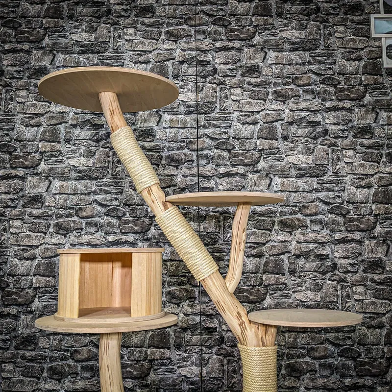 Naturkratzbaum 4059 Kratzbaum Natur Holz Design 130 cm hoch Katzenbaum