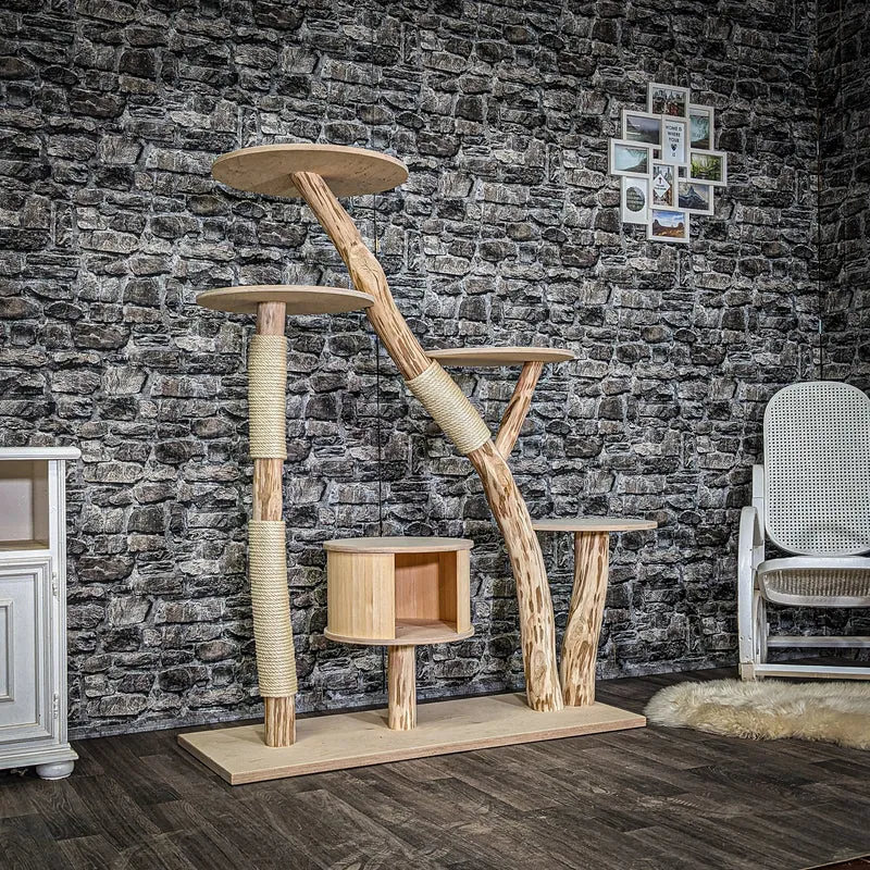 Naturkratzbaum 4058 Kratzbaum Natur Holz Design 150 cm hoch Katzenbaum