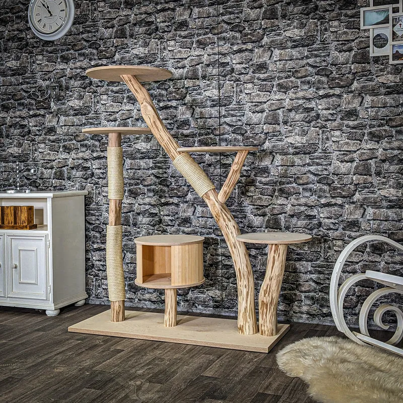 Naturkratzbaum 4058 Kratzbaum Natur Holz Design 150 cm hoch Katzenbaum