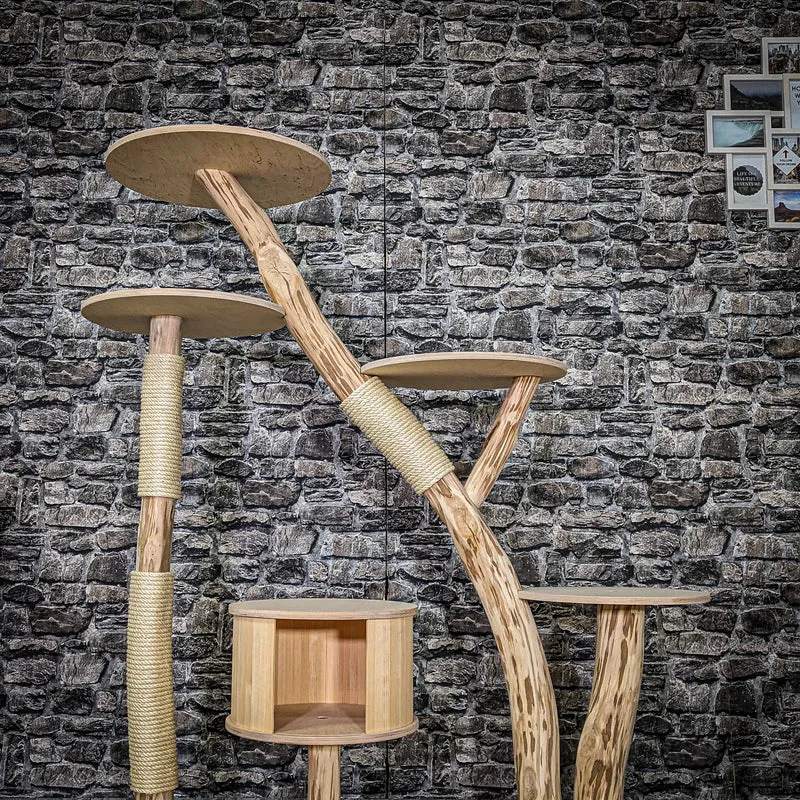 Naturkratzbaum 4058 Kratzbaum Natur Holz Design 150 cm hoch Katzenbaum