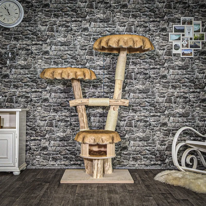 Naturkratzbaum 4057 Kratzbaum Natur Holz Design 157 cm hoch Katzenbaum