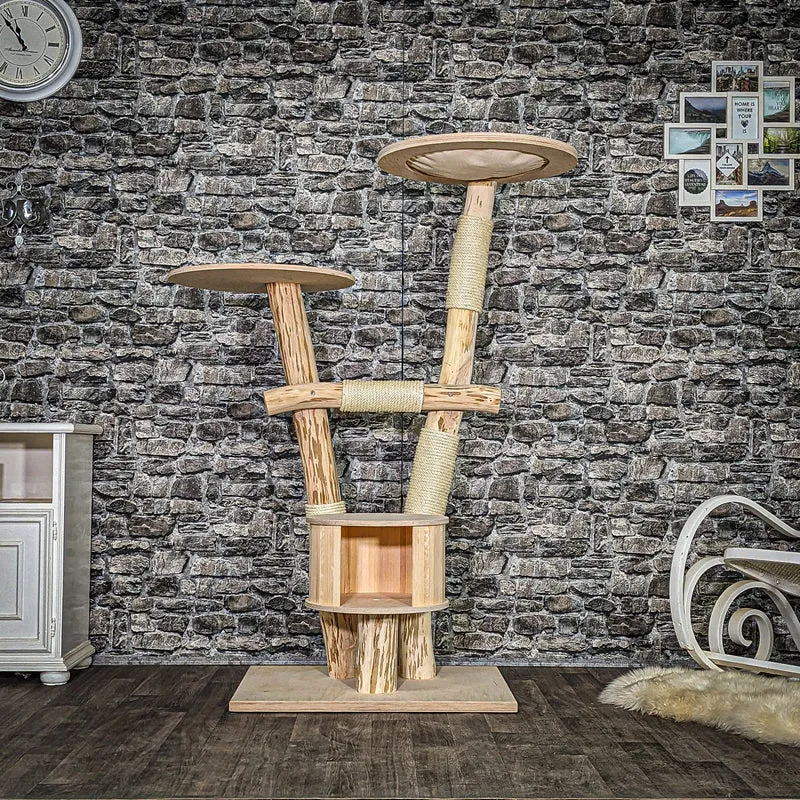 Naturkratzbaum 4057 Kratzbaum Natur Holz Design 157 cm hoch Katzenbaum