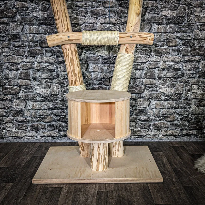 Naturkratzbaum 4057 Kratzbaum Natur Holz Design 157 cm hoch Katzenbaum