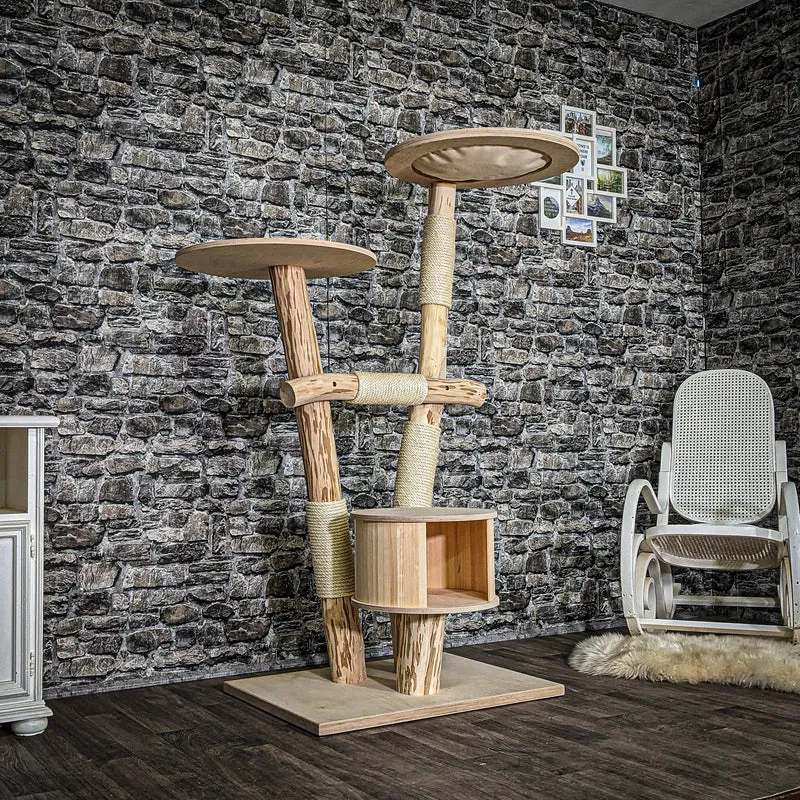 Naturkratzbaum 4057 Kratzbaum Natur Holz Design 157 cm hoch Katzenbaum