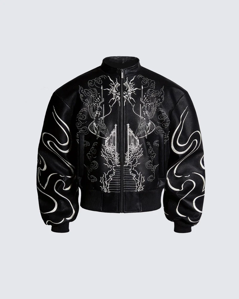 "Ascension Path" Embroidered Moto Jacket