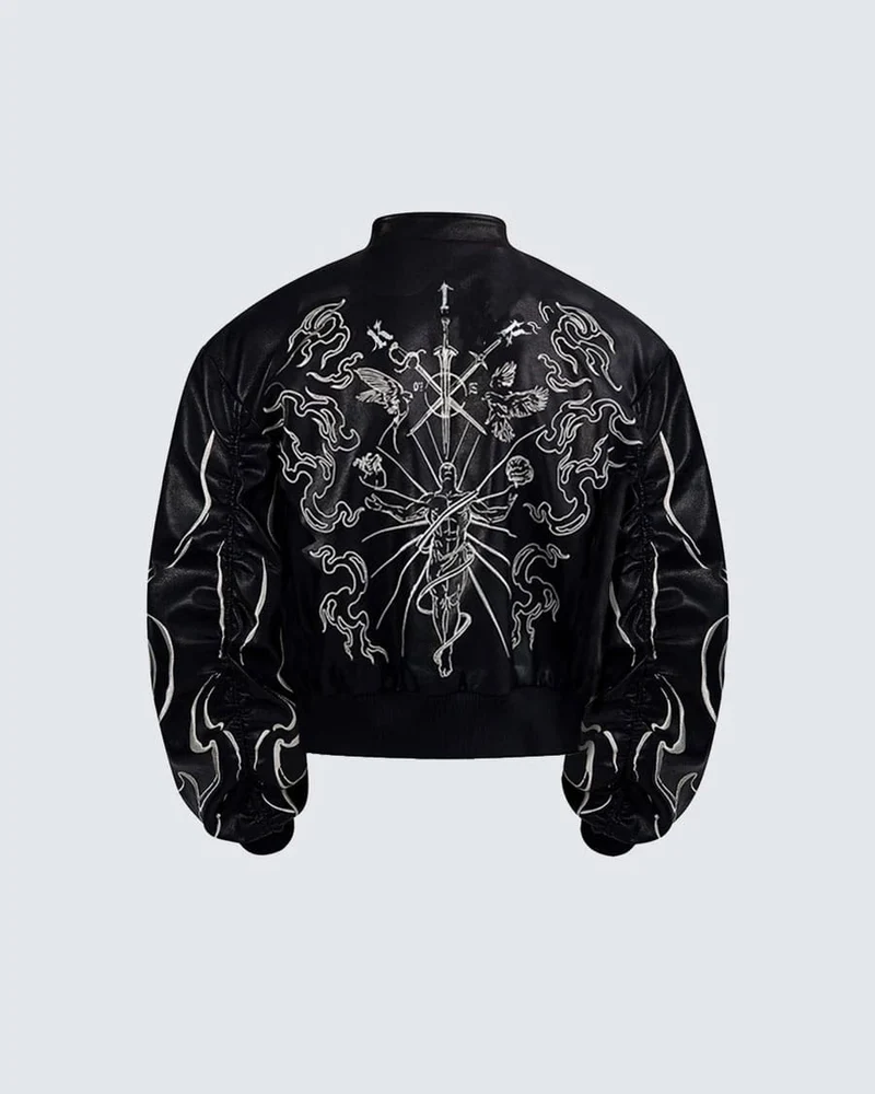 "Ascension Path" Embroidered Moto Jacket