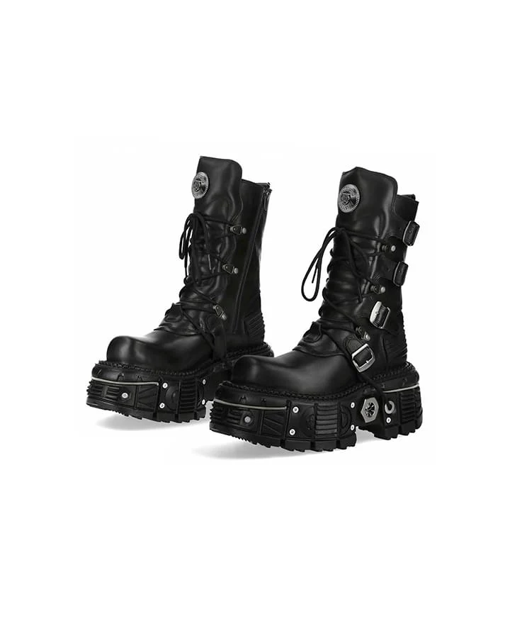 New High-Top Buckled Gothic Boots
