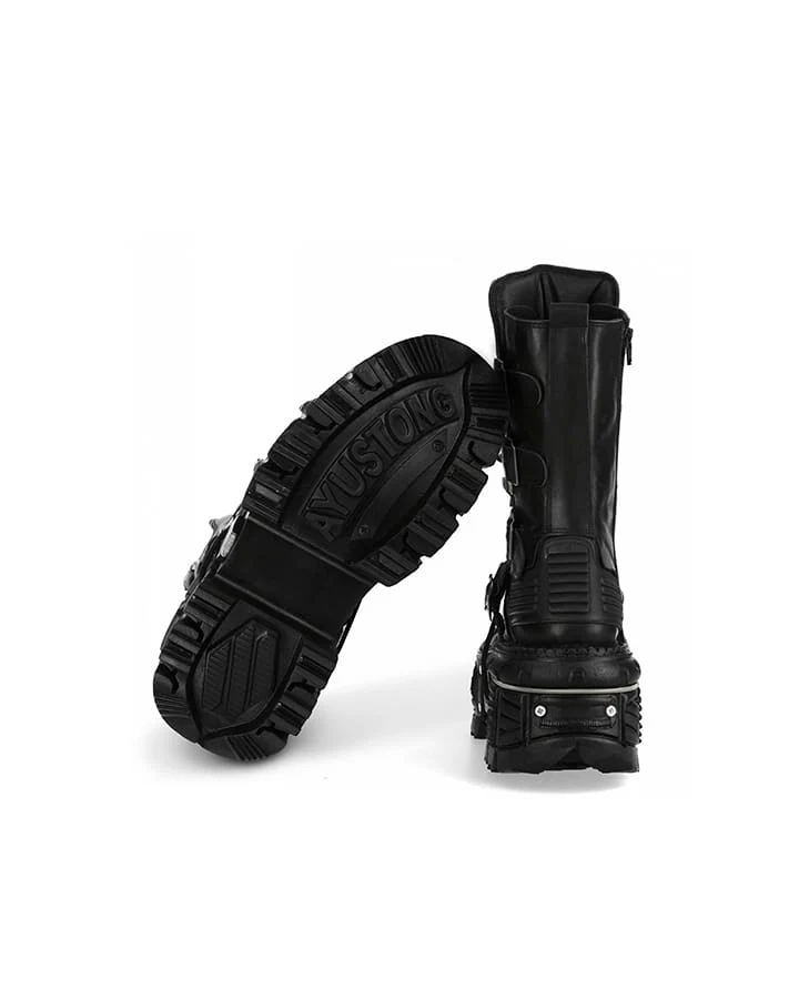 New High-Top Buckled Gothic Boots