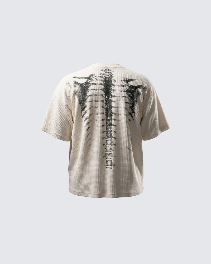 KIIKIO Skull Print Waffle T-Shirt