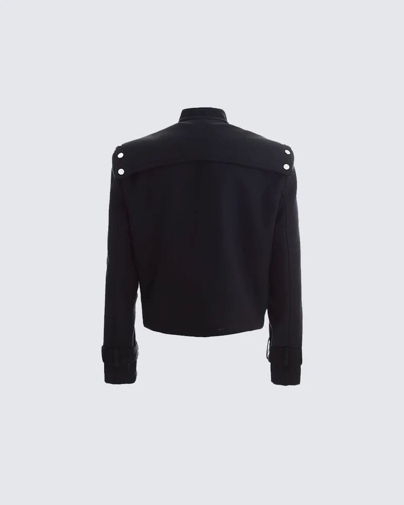 Gothic Buckle Strap Cropped Jacket