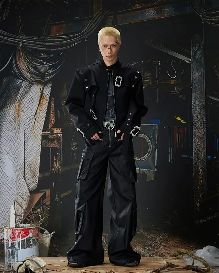 Gothic Buckle Strap Cropped Jacket