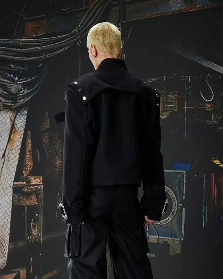Gothic Buckle Strap Cropped Jacket