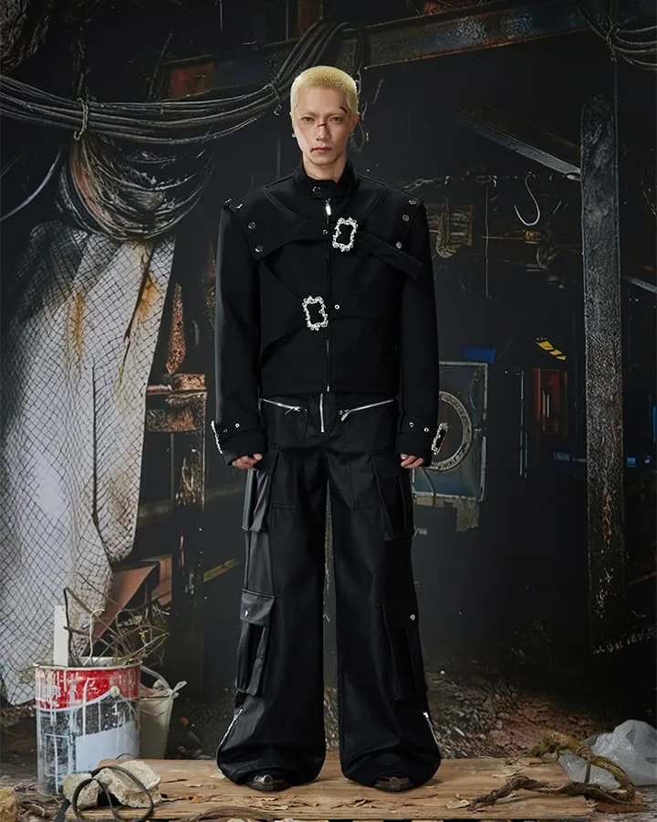 Gothic Buckle Strap Cropped Jacket
