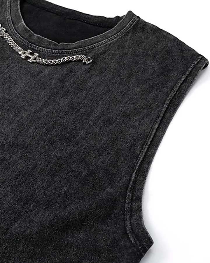 Distressed Hip-Hop Sleeveless Tank