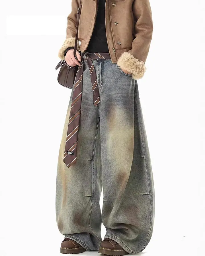 Tie Detail Wide Leg Denim Pants