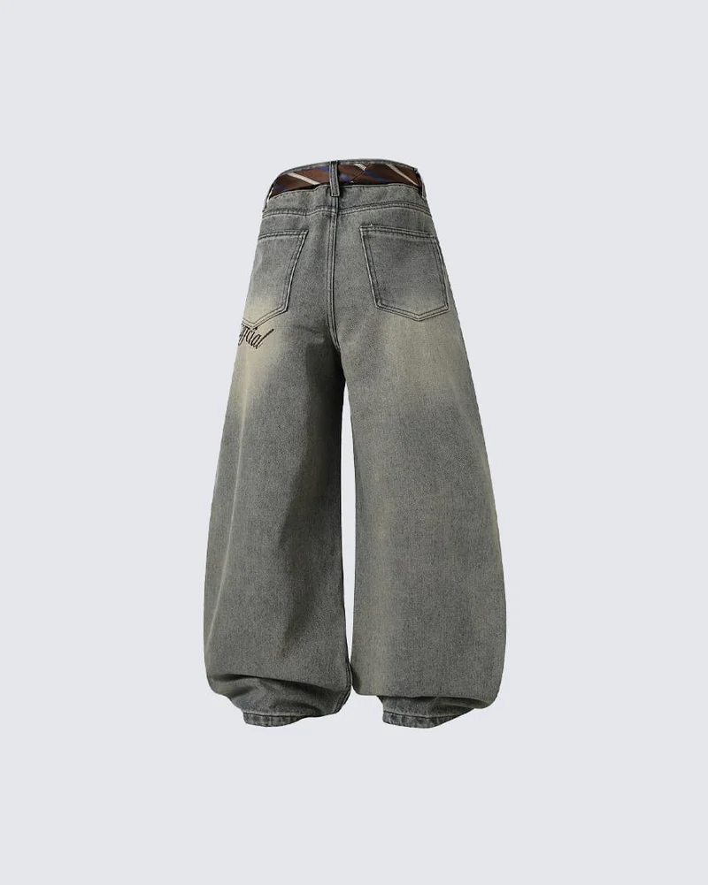 Tie Detail Wide Leg Denim Pants