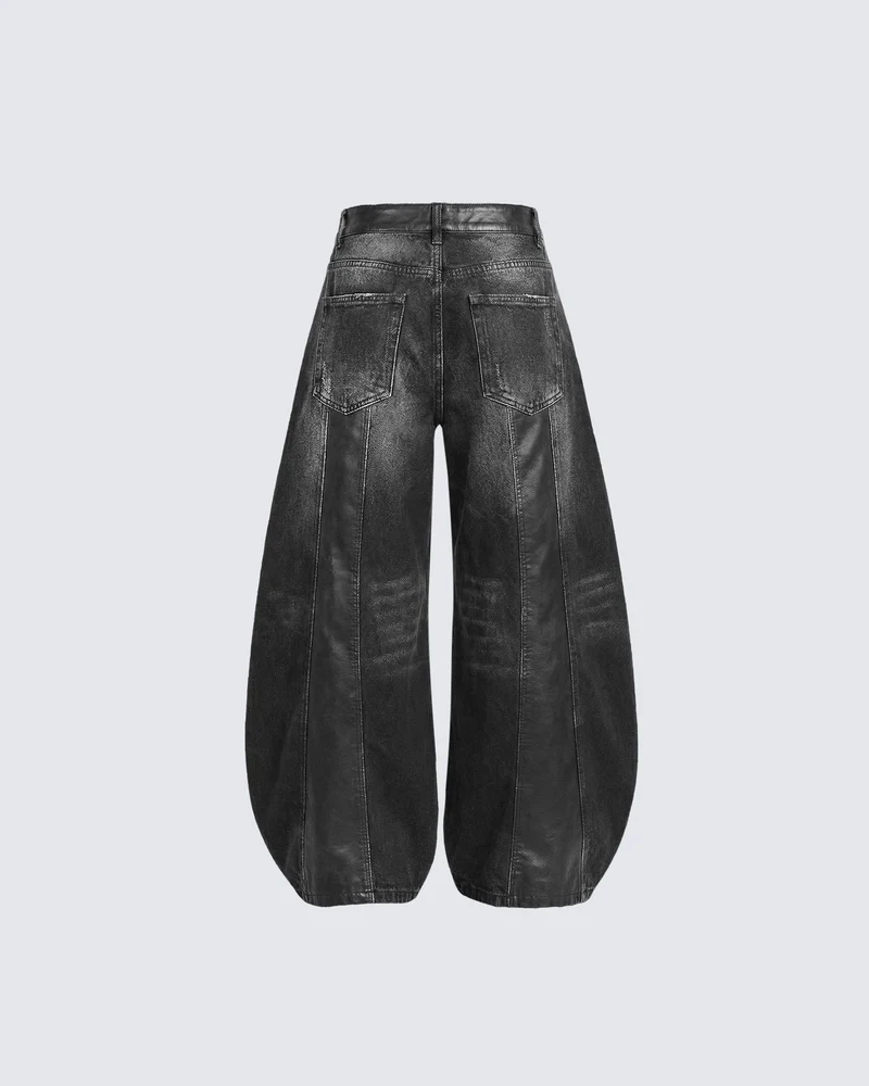 LOW SATURATION-Washed Wide-Leg Denim Pants