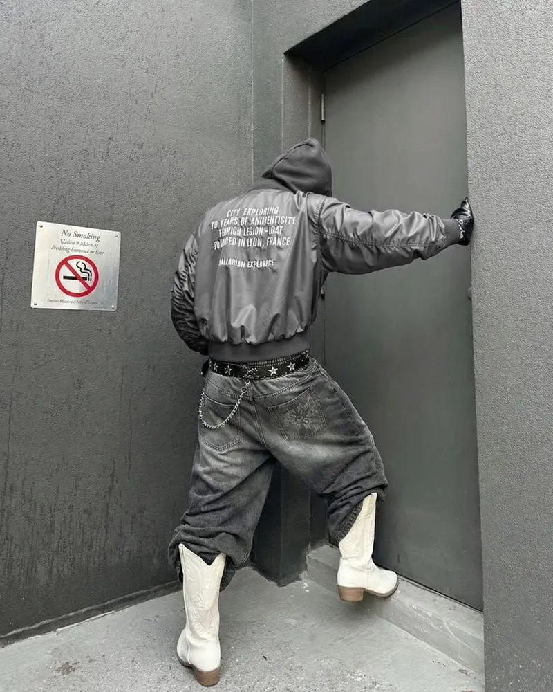 KIIKIO-Double-Ended Washed Loose-Fit SweatPants