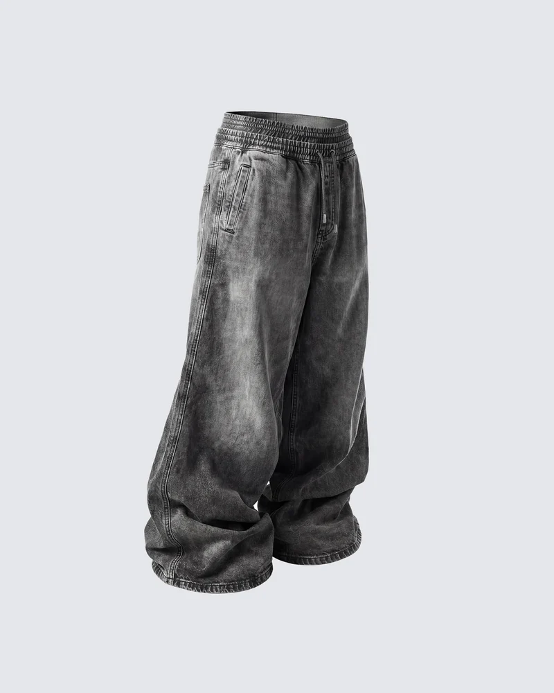 KIIKIO-Double-Ended Washed Loose-Fit SweatPants