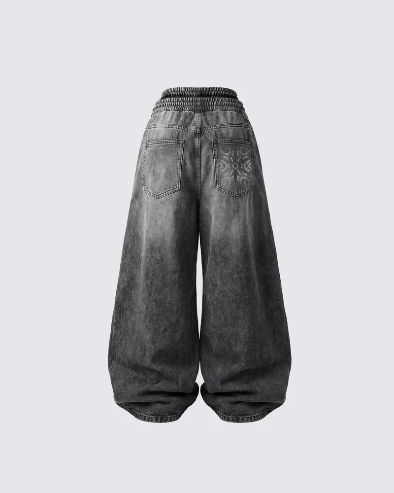 KIIKIO-Double-Ended Washed Loose-Fit SweatPants