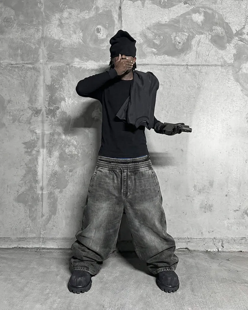 KIIKIO-Double-Ended Washed Loose-Fit SweatPants
