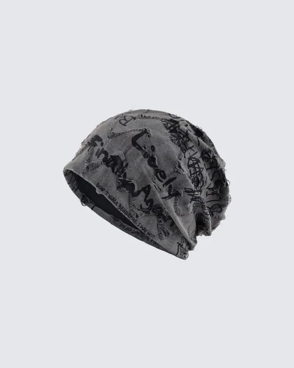 Graffiti Print Slouch Beanie