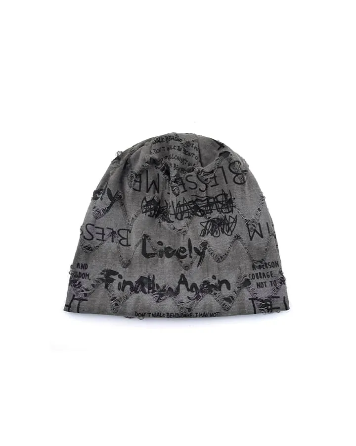 Graffiti Print Slouch Beanie
