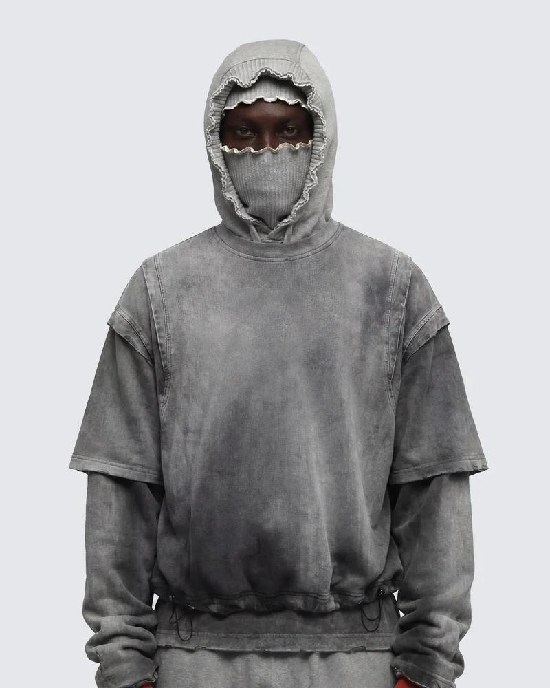 KIIKIO-Vintage Washed Layered Long-T-Shirt