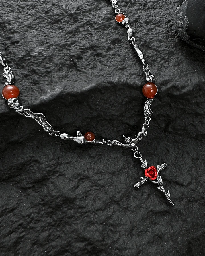 Red Rose Pendant Necklace