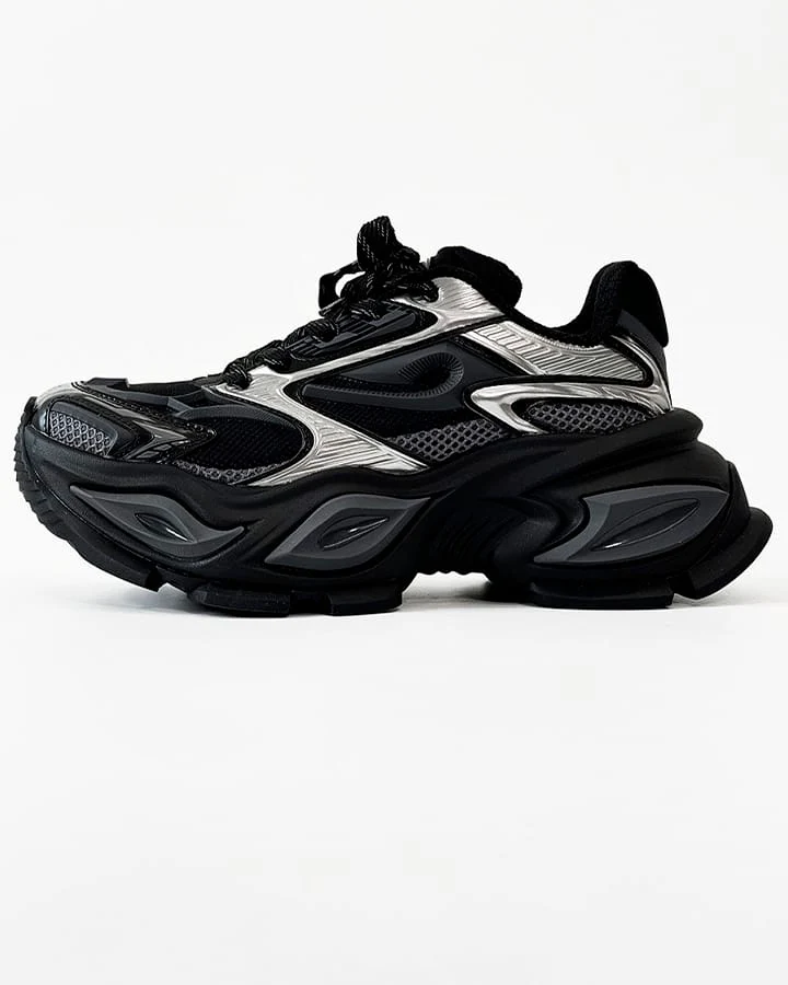 Chunky Black Platform Height-Increasing Sneakers