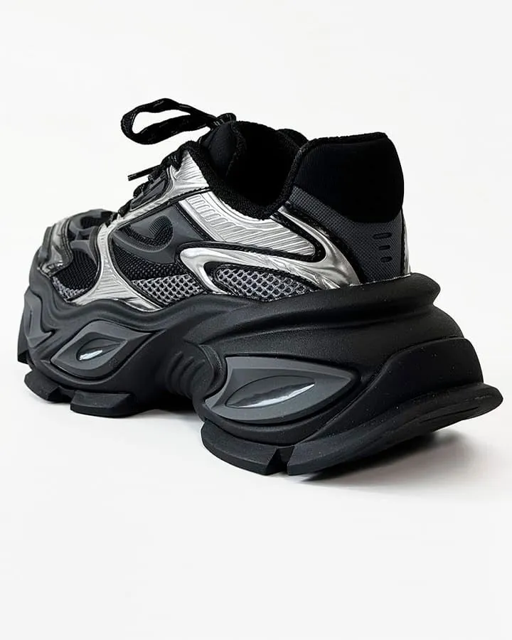 Chunky Black Platform Height-Increasing Sneakers