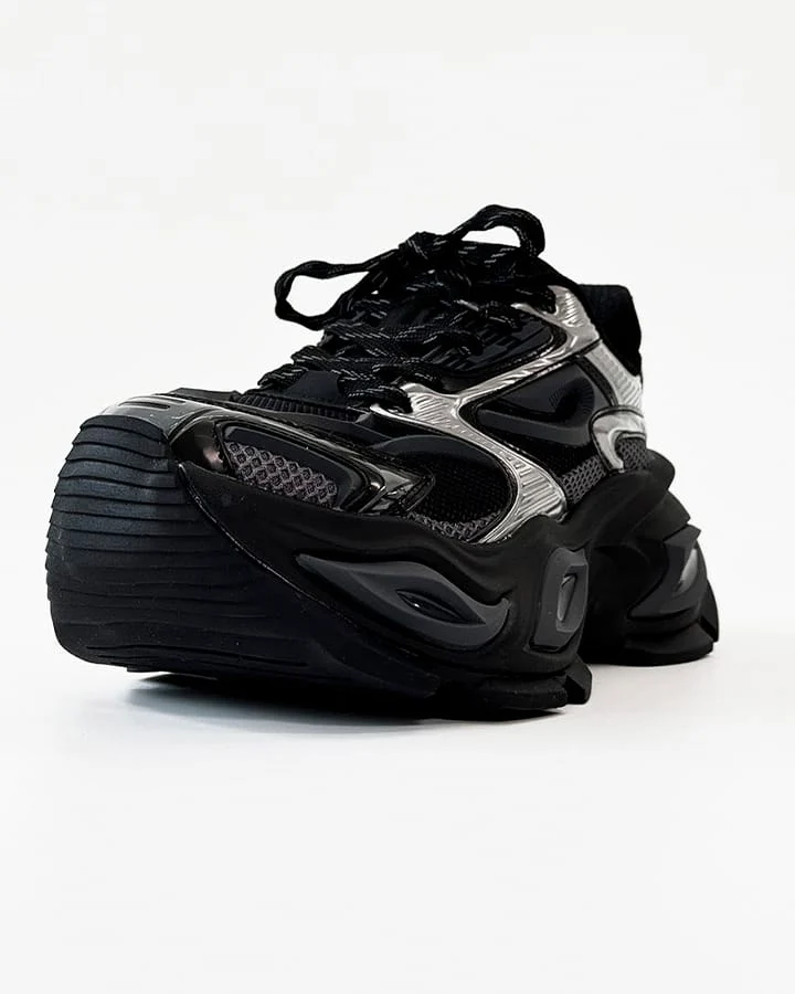 Chunky Black Platform Height-Increasing Sneakers